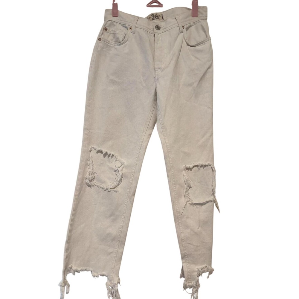 WE THE FREE Womens White Ripped Jeans Size 27 #92